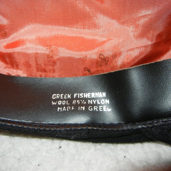 Vintage Authentic Greek Fisherman Cap Hat Black Wool 7 3/8 - Picture 5 of 6